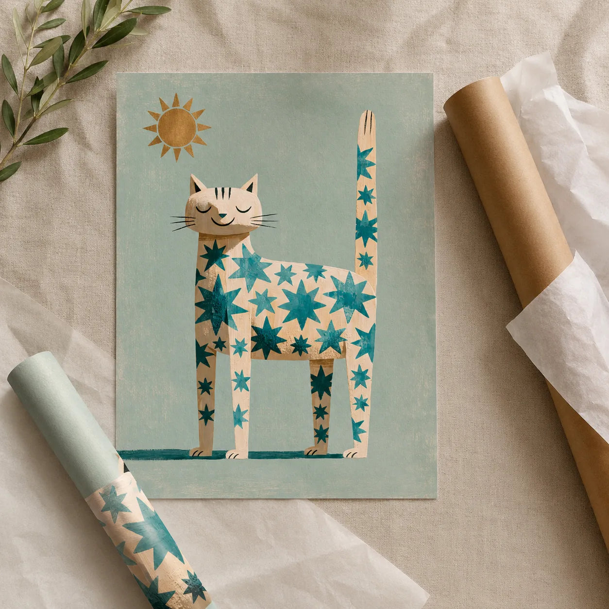 Star Pattern Cat Wall Art Decor - Wall Art Decor - back view