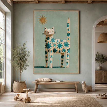Star Pattern Cat Wall Art Decor - Wall Art Decor - close up