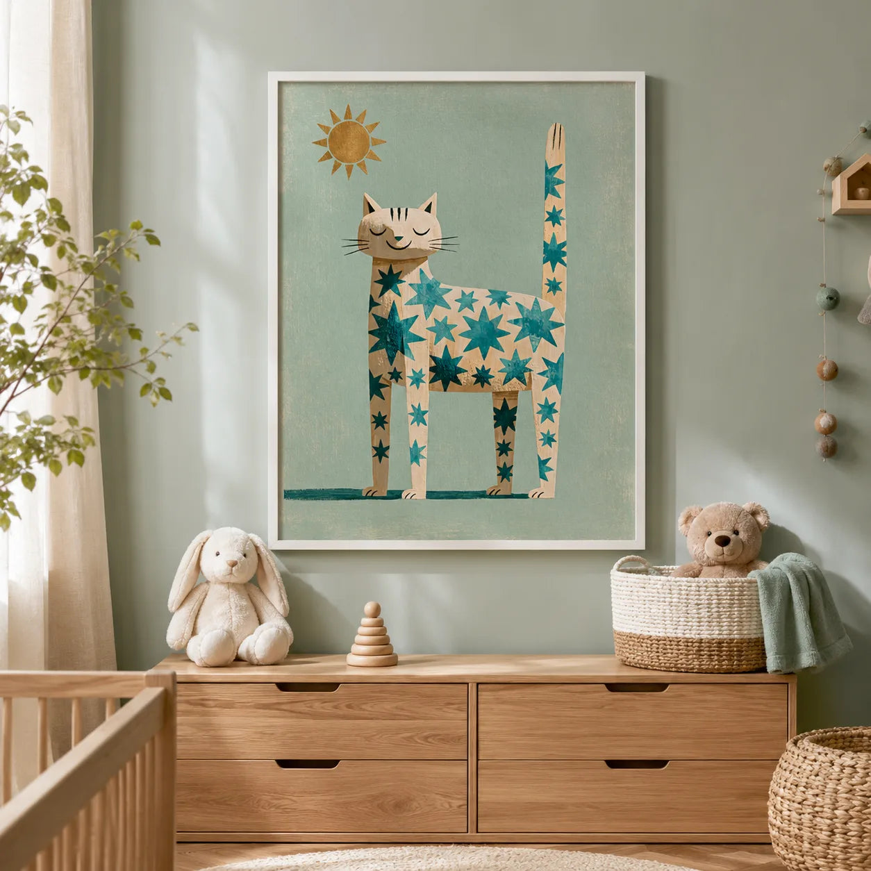 Star Pattern Cat Wall Art Decor - Wall Art Decor - detail