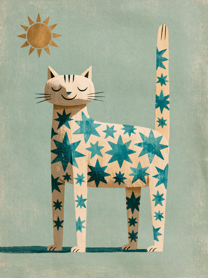 Star Pattern Cat Wall Art Decor - Wall Art Decor - front view