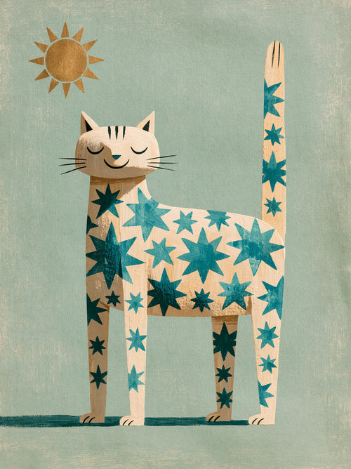 Star Pattern Cat Wall Art Decor