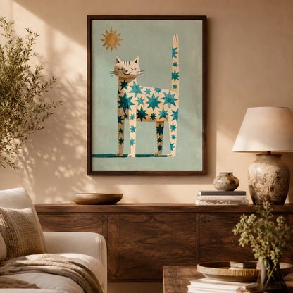 Star Pattern Cat Wall Art Decor - Wall Art Decor - in use