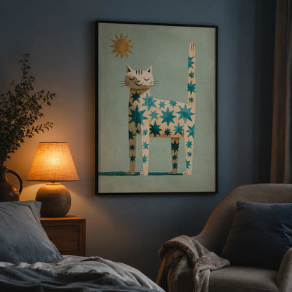 Star Pattern Cat Wall Art Decor - Wall Art Decor - lifestyle