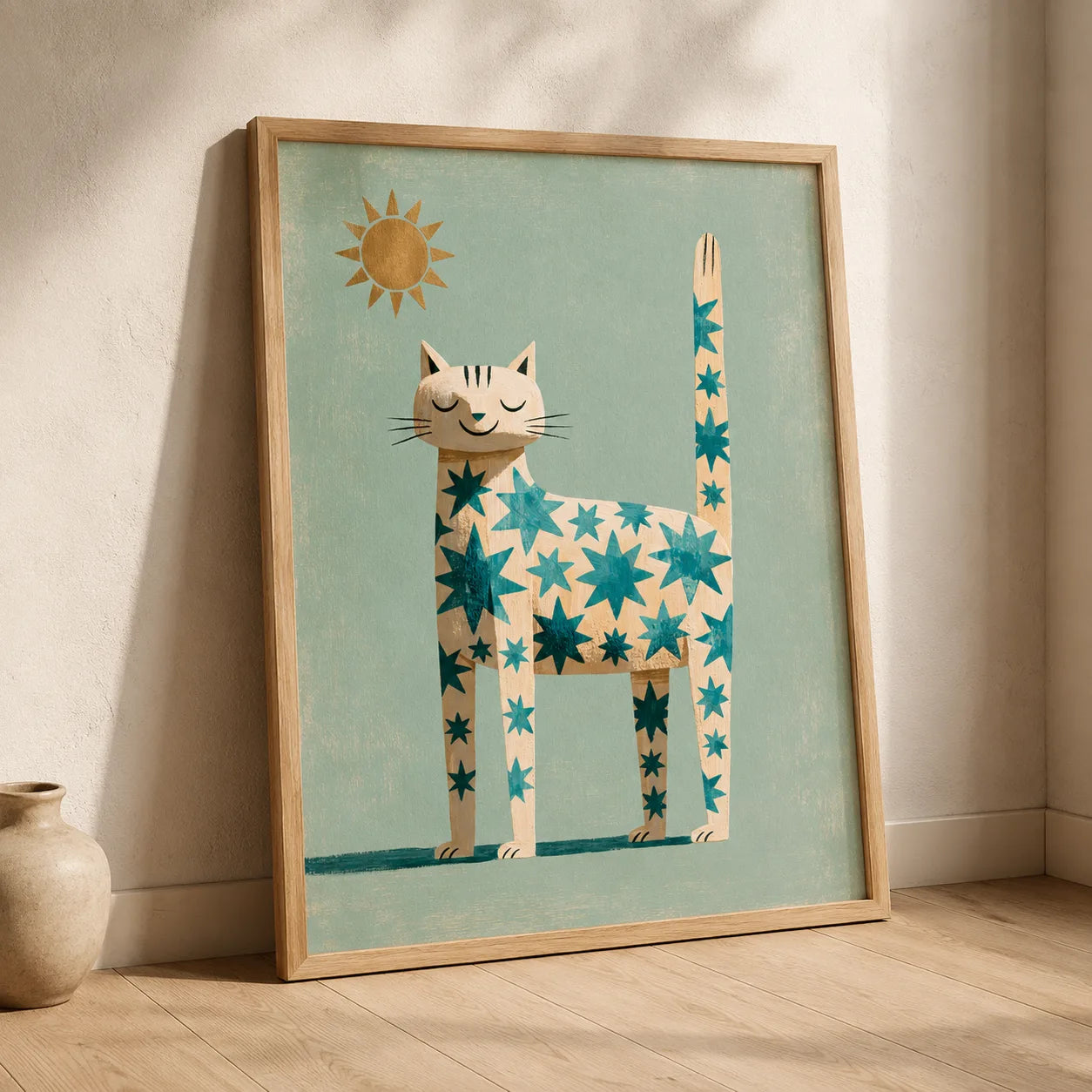 Star Pattern Cat Wall Art Decor - Wall Art Decor - side view
