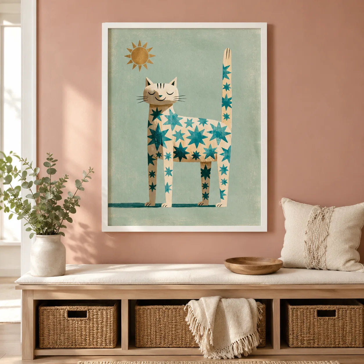 Star Pattern Cat Wall Art Decor - Wall Art Decor - styled
