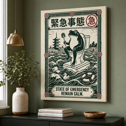 State of Emergency Frog Vintage Bathroom Wall Art Decor – preview 10