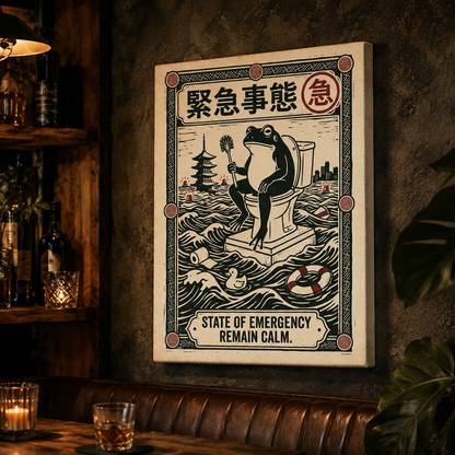 State of Emergency Frog Vintage Bathroom Wall Art Decor – preview 11
