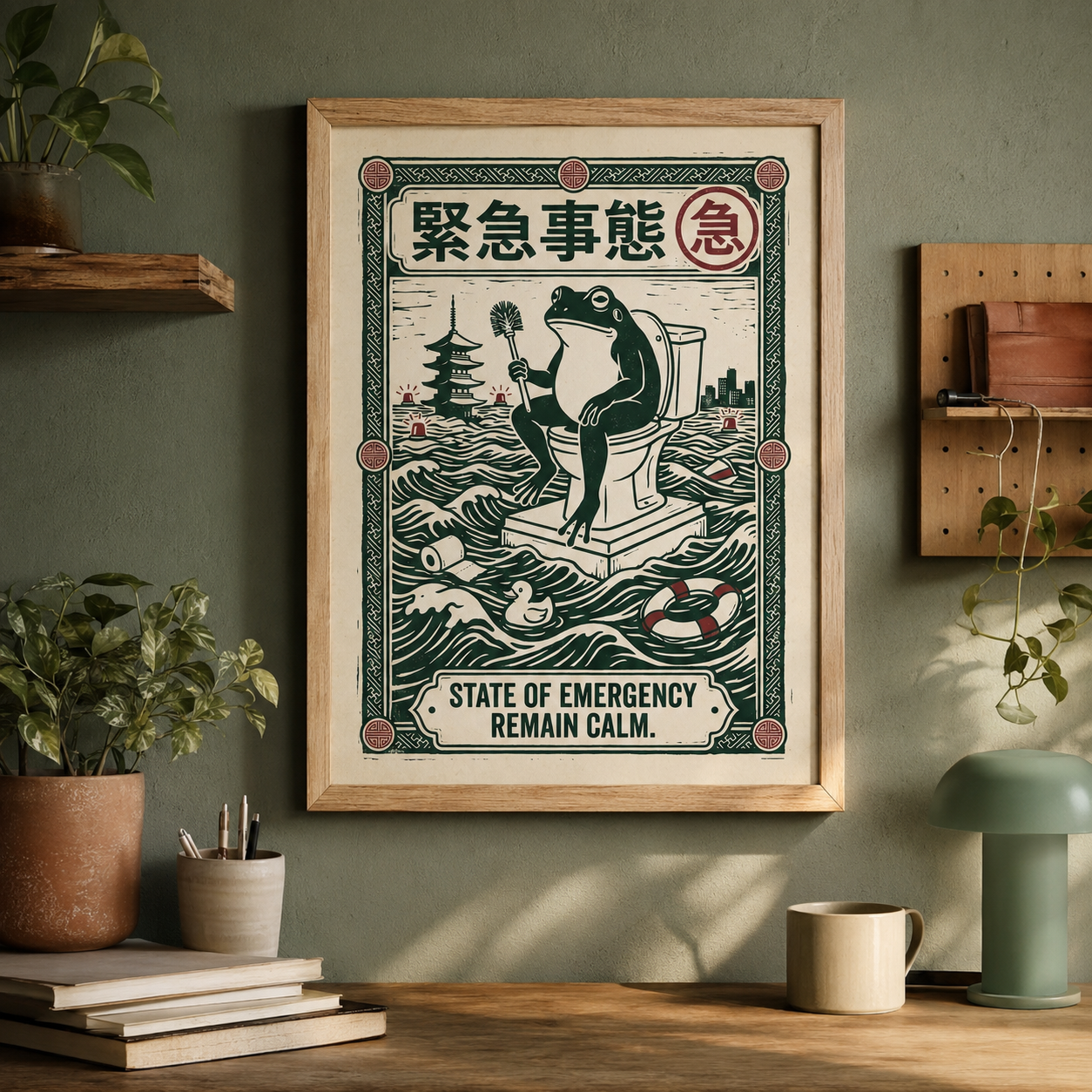 State of Emergency Frog Vintage Bathroom Wall Art Decor – preview 4