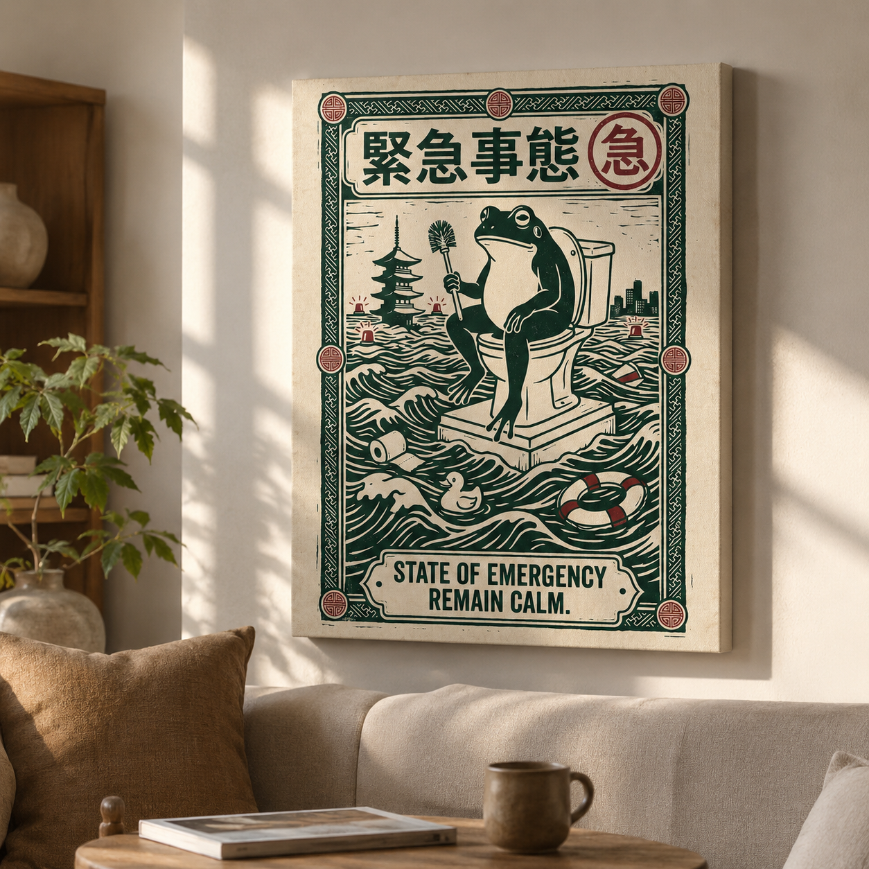 State of Emergency Frog Vintage Bathroom Wall Art Decor – preview 5