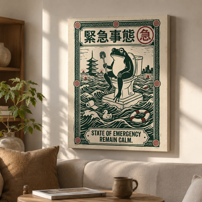 State of Emergency Frog Vintage Bathroom Wall Art Decor – preview 5