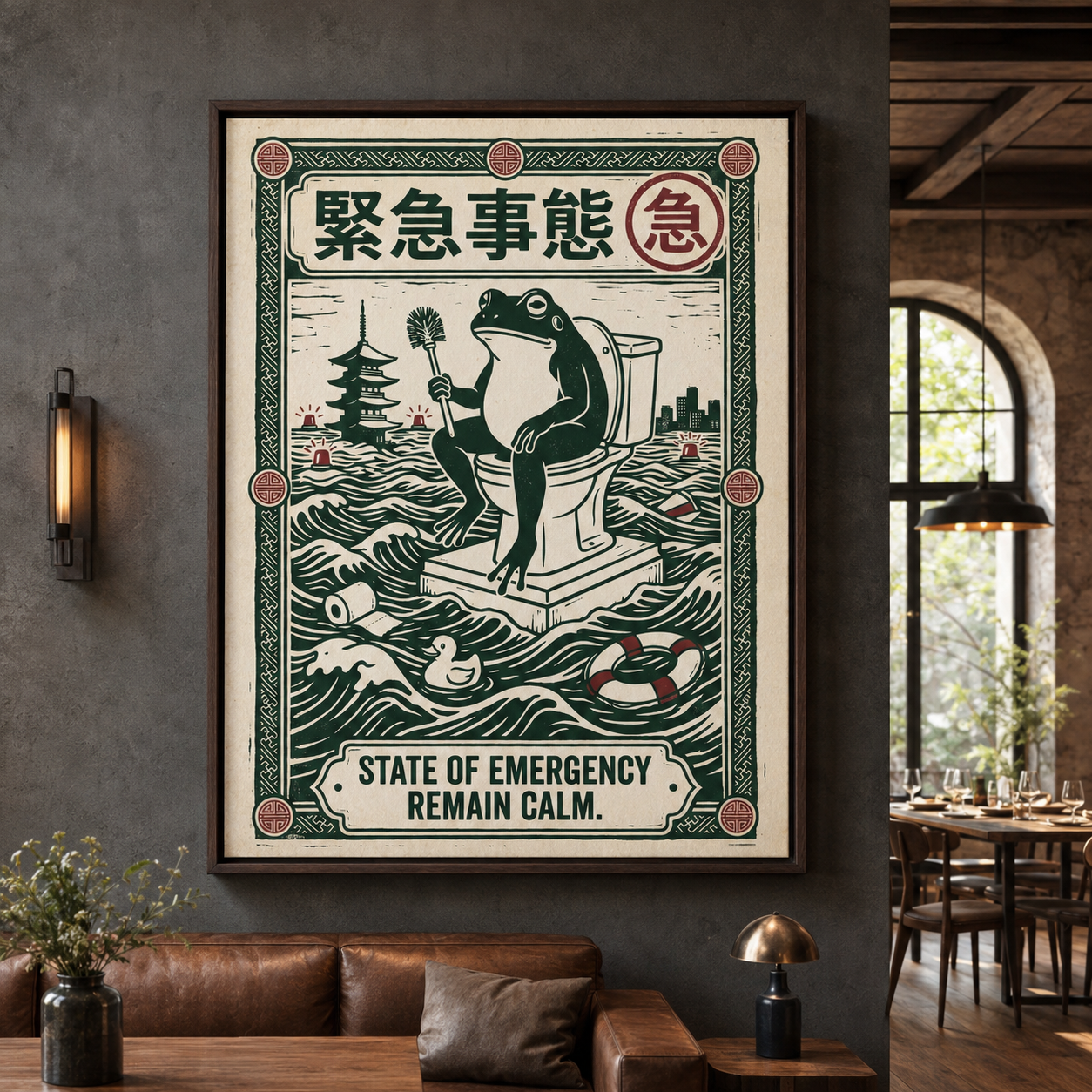 State of Emergency Frog Vintage Bathroom Wall Art Decor – preview 6