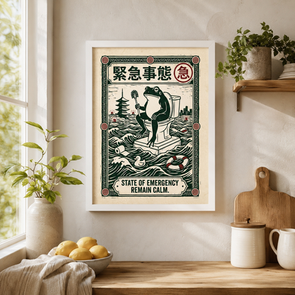 State of Emergency Frog Vintage Bathroom Wall Art Decor – preview 7