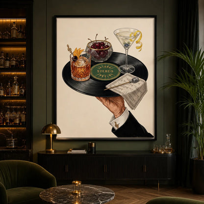 Stereo Cocktail Record Wall Art Decor - Wall Art Decor - close up