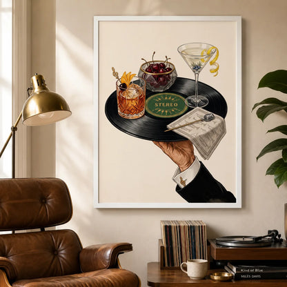 Stereo Cocktail Record Wall Art Decor - Wall Art Decor - in use