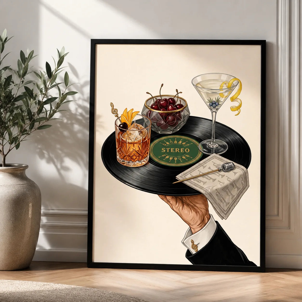 Stereo Cocktail Record Wall Art Decor - Wall Art Decor - side view