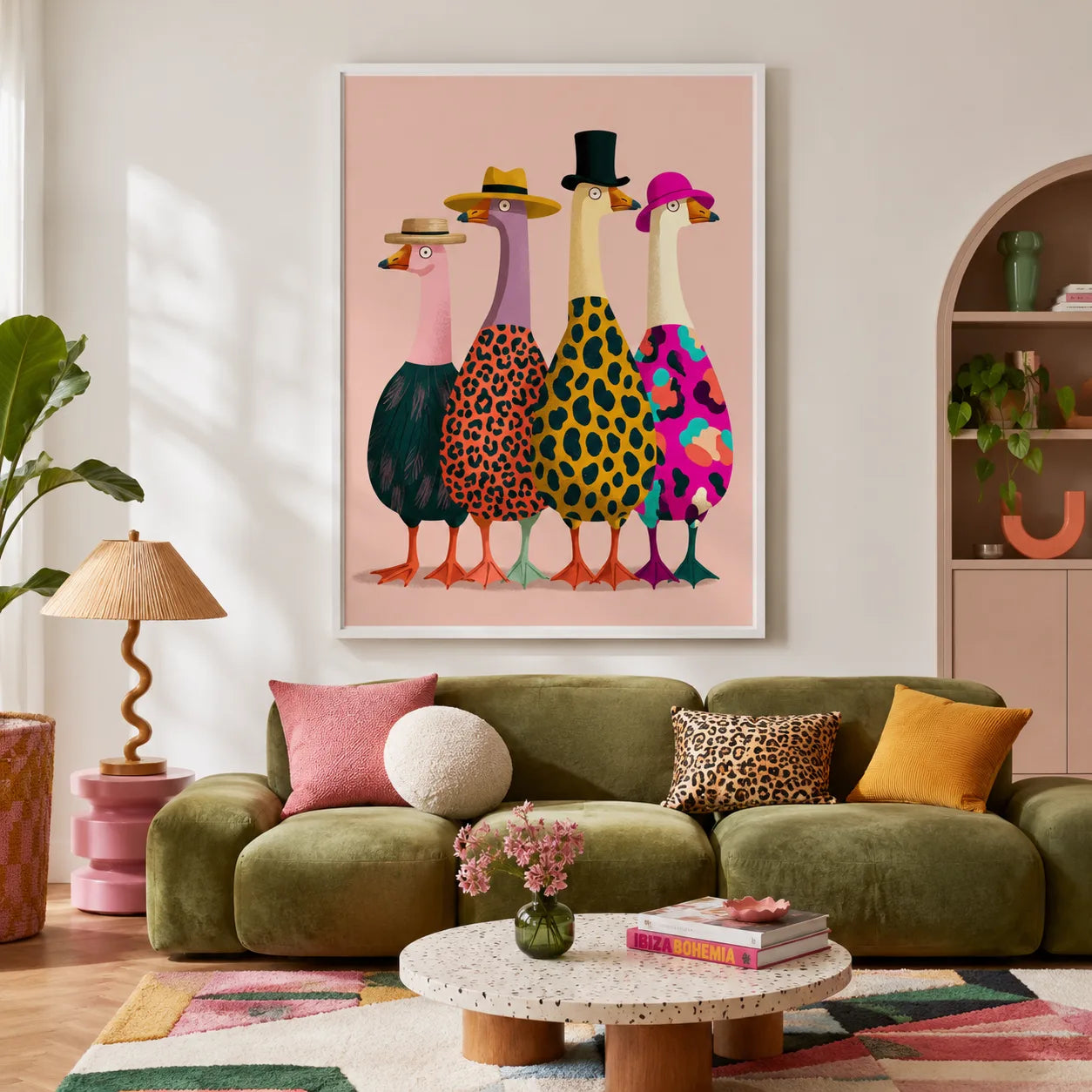 Stylish Geese in Hats Wall Art Decor - Wall Art Decor - detail
