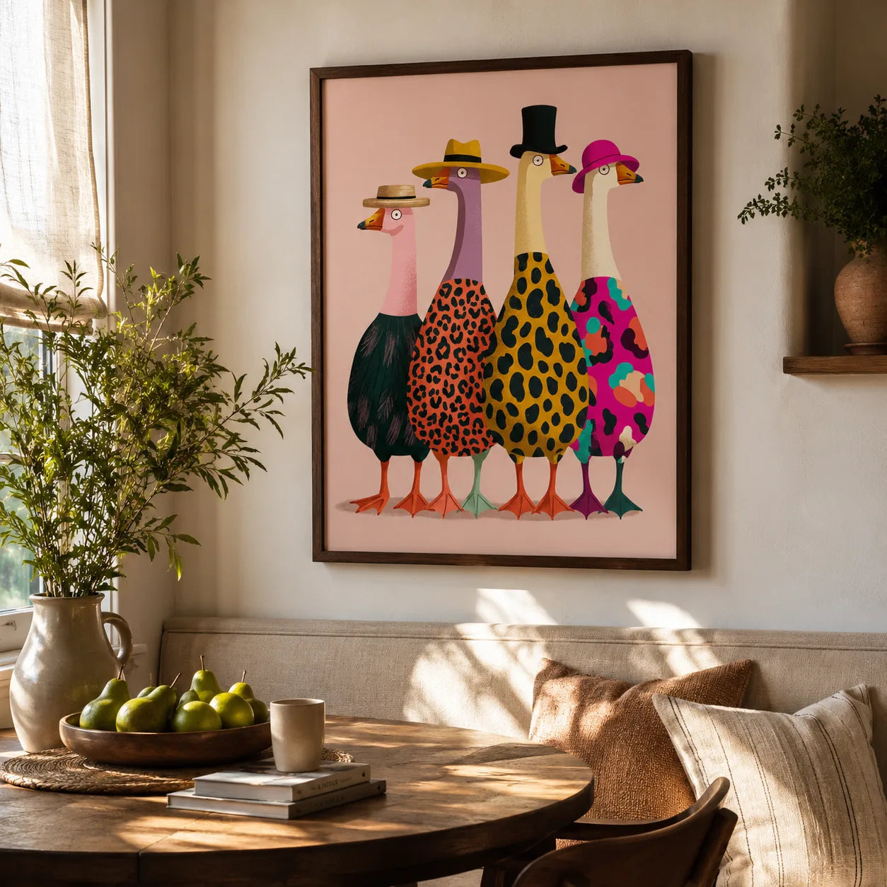 Stylish Geese in Hats Wall Art Decor - Wall Art Decor - in use