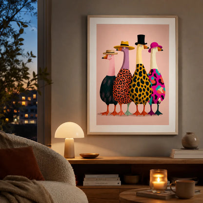 Stylish Geese in Hats Wall Art Decor - Wall Art Decor - lifestyle