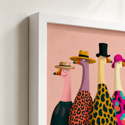 Stylish Geese in Hats Wall Art Decor - Wall Art Decor - packaging