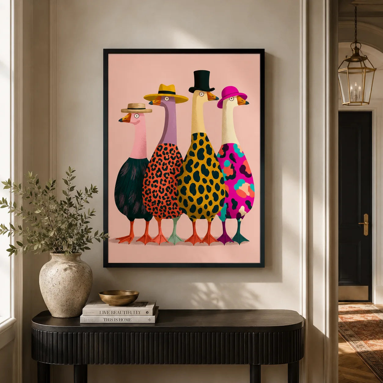 Stylish Geese in Hats Wall Art Decor - Wall Art Decor - styled
