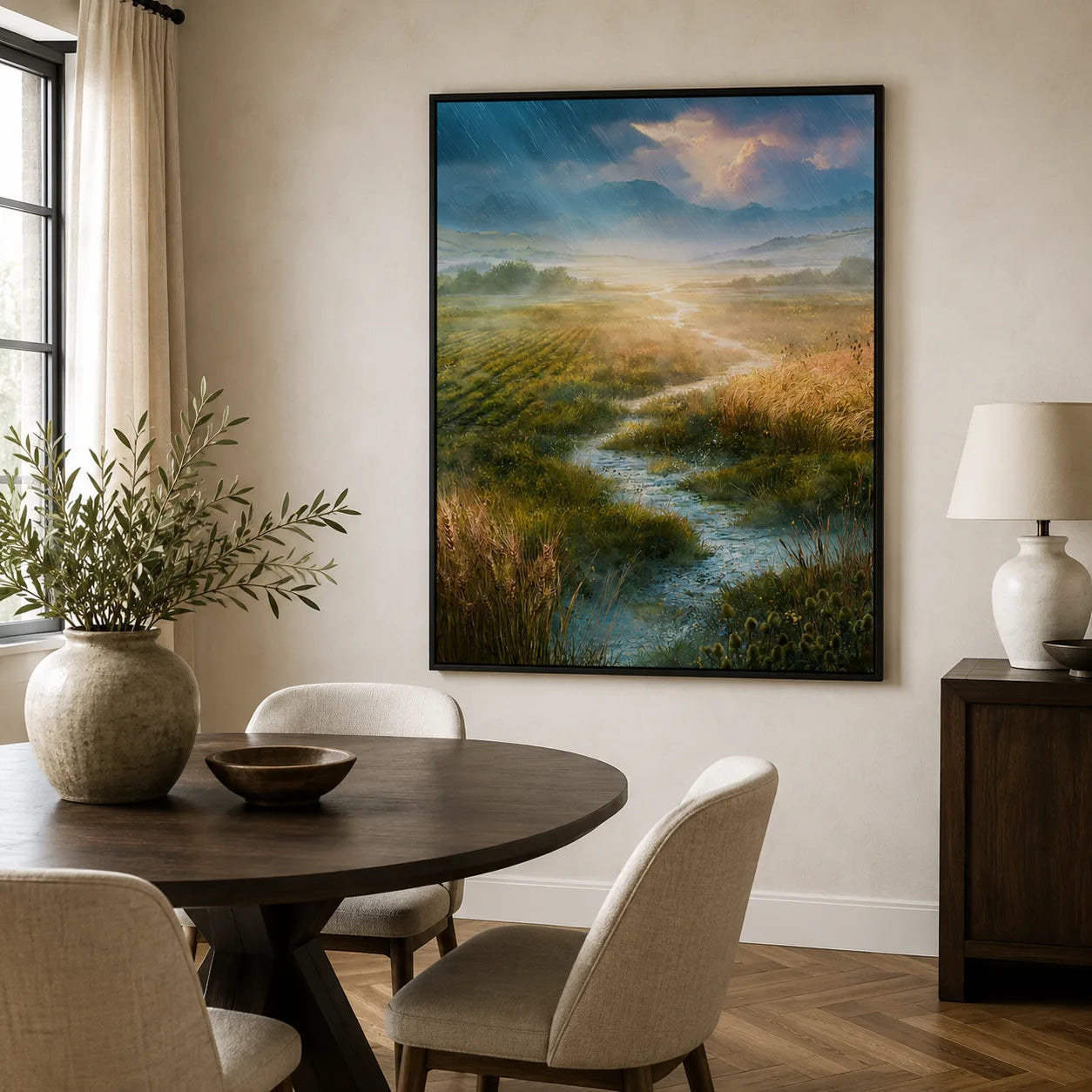 Sunlit Meadow Stream Wall Art Decor - Wall Art Decor - alternate angle