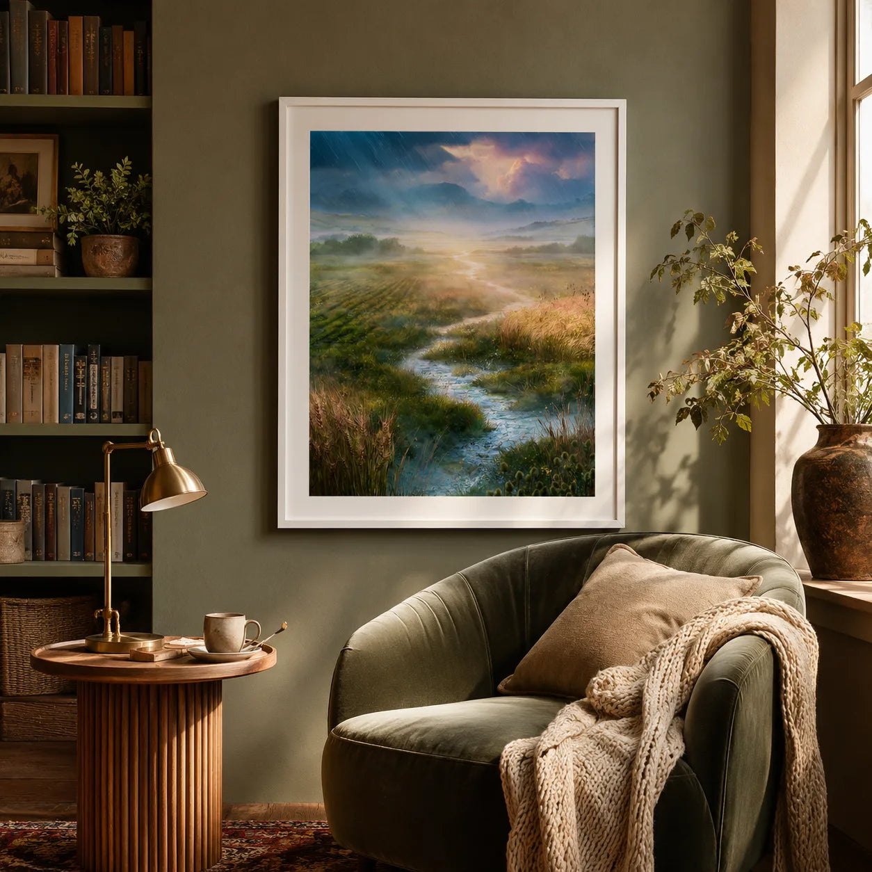 Sunlit Meadow Stream Wall Art Decor - Wall Art Decor - in use