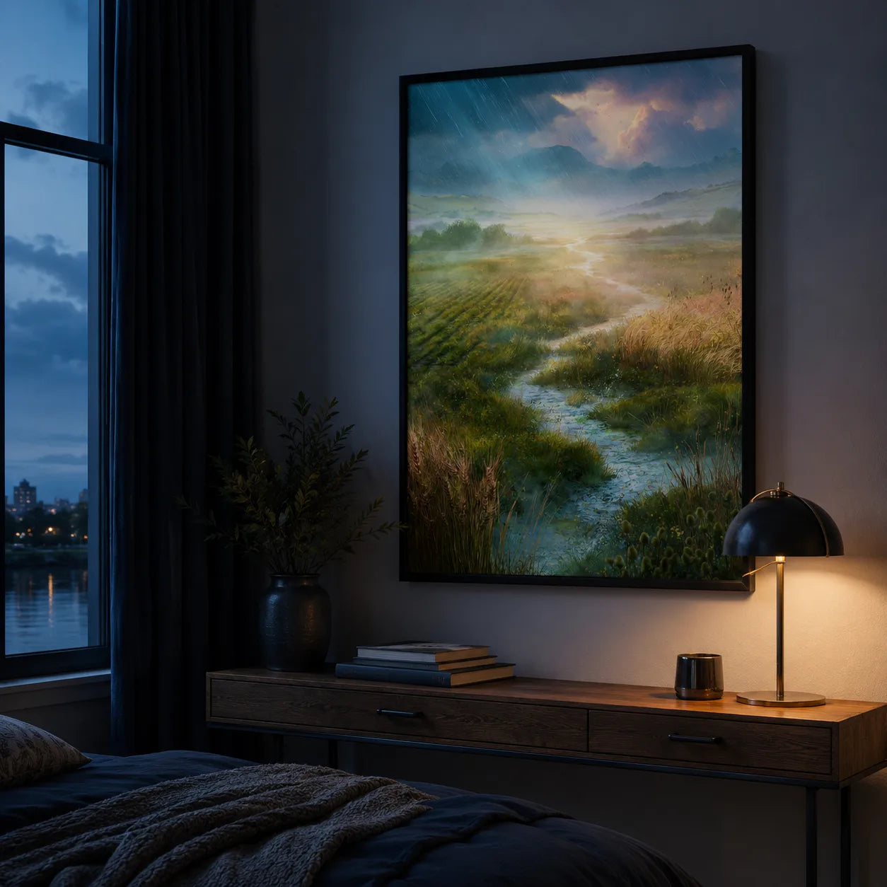 Sunlit Meadow Stream Wall Art Decor - Wall Art Decor - lifestyle