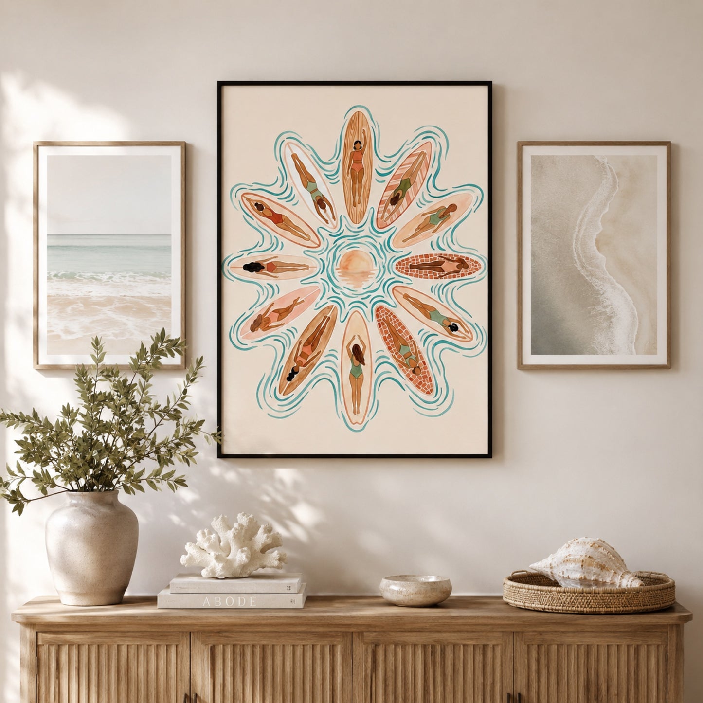 Sunrise Surfers Aerial Mandala Wall Art Decor preview 10