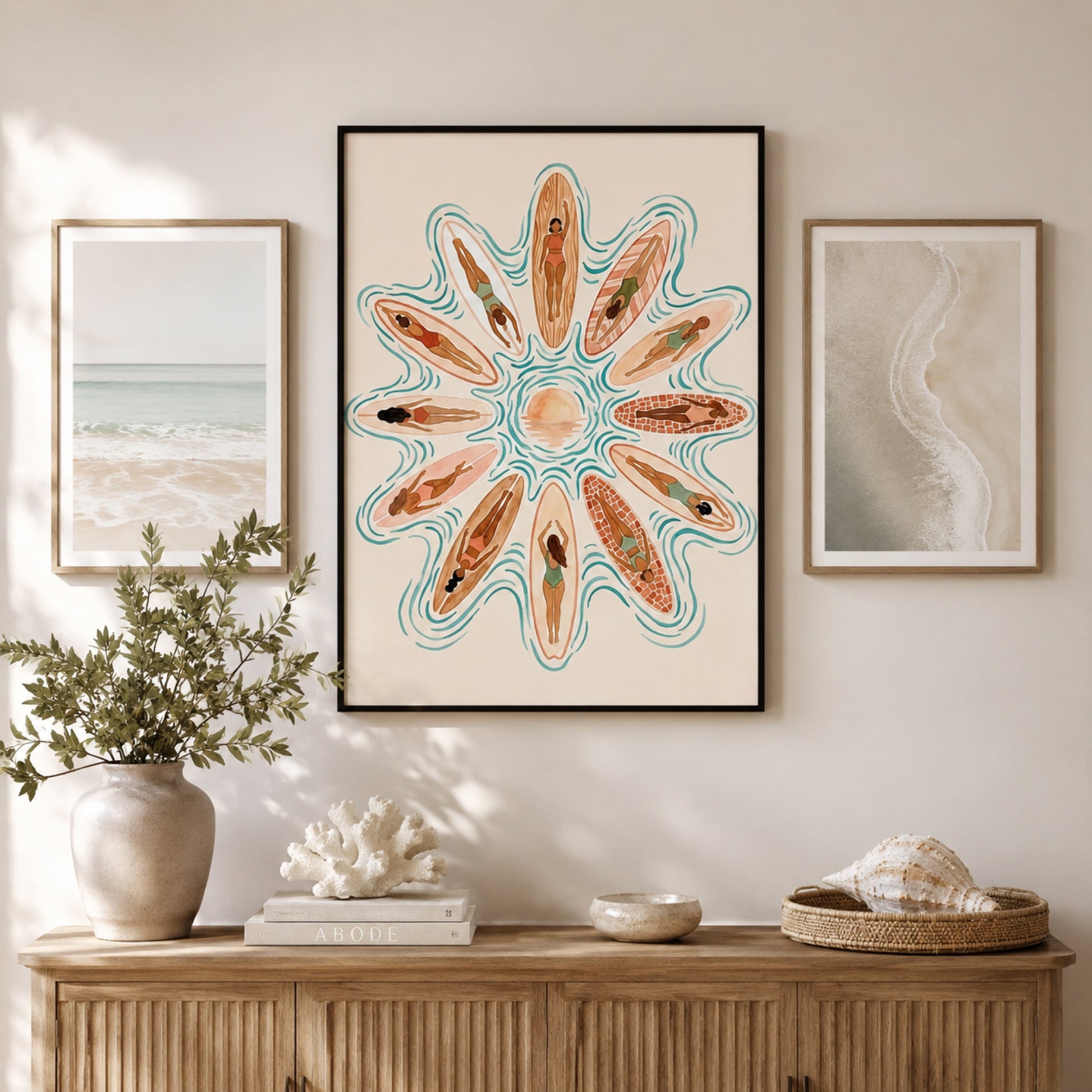 Sunrise Surfers Aerial Mandala Wall Art Decor preview 10