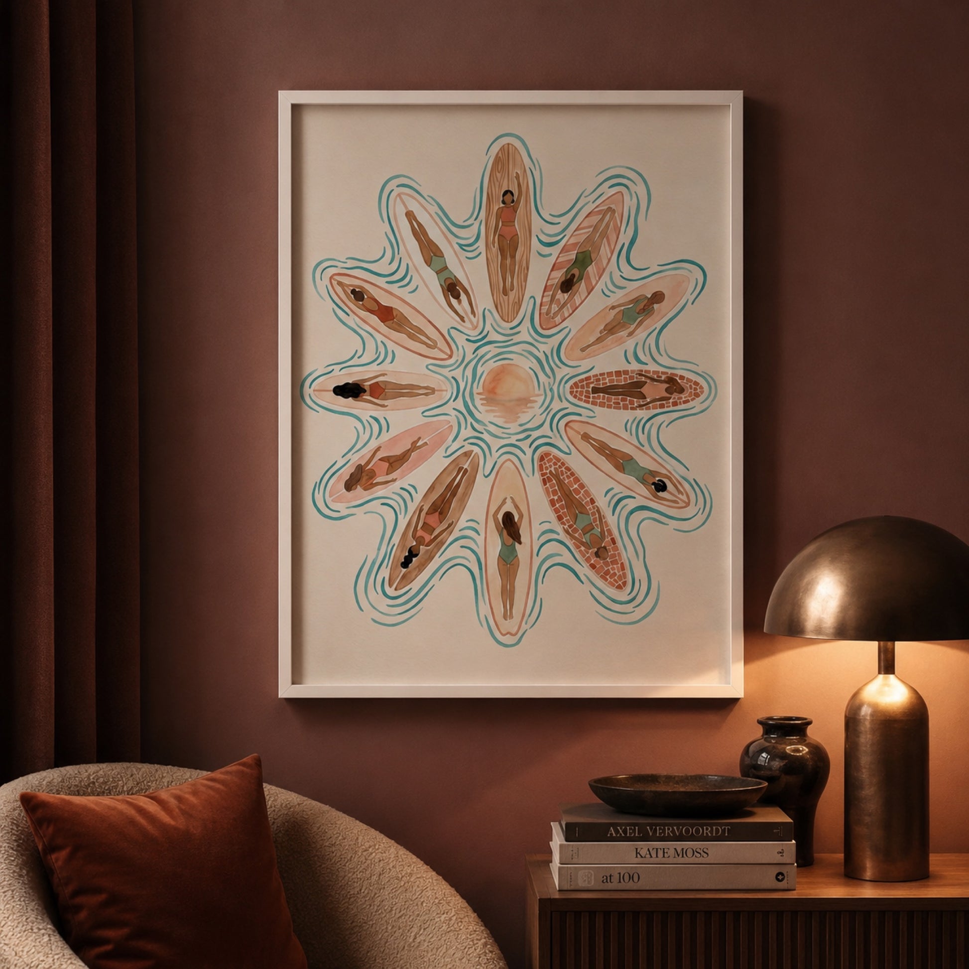 Sunrise Surfers Aerial Mandala Wall Art Decor preview 11