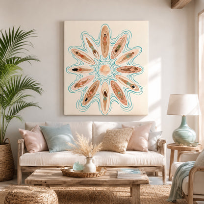 Sunrise Surfers Aerial Mandala Wall Art Decor preview 3