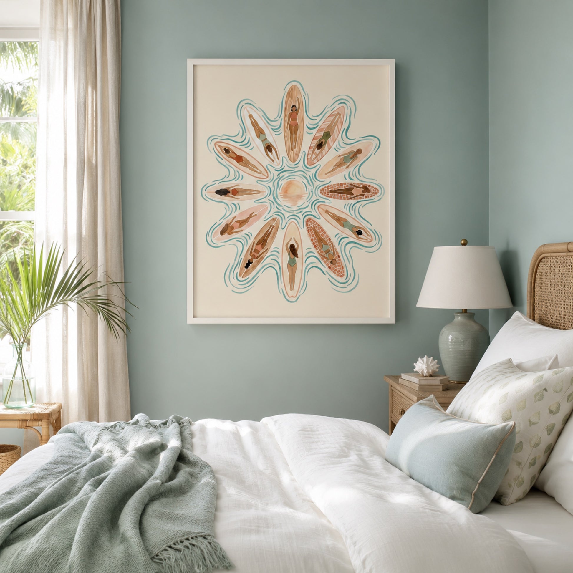 Sunrise Surfers Aerial Mandala Wall Art Decor preview 4