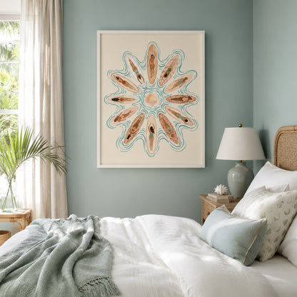 Sunrise Surfers Aerial Mandala Wall Art Decor preview 4