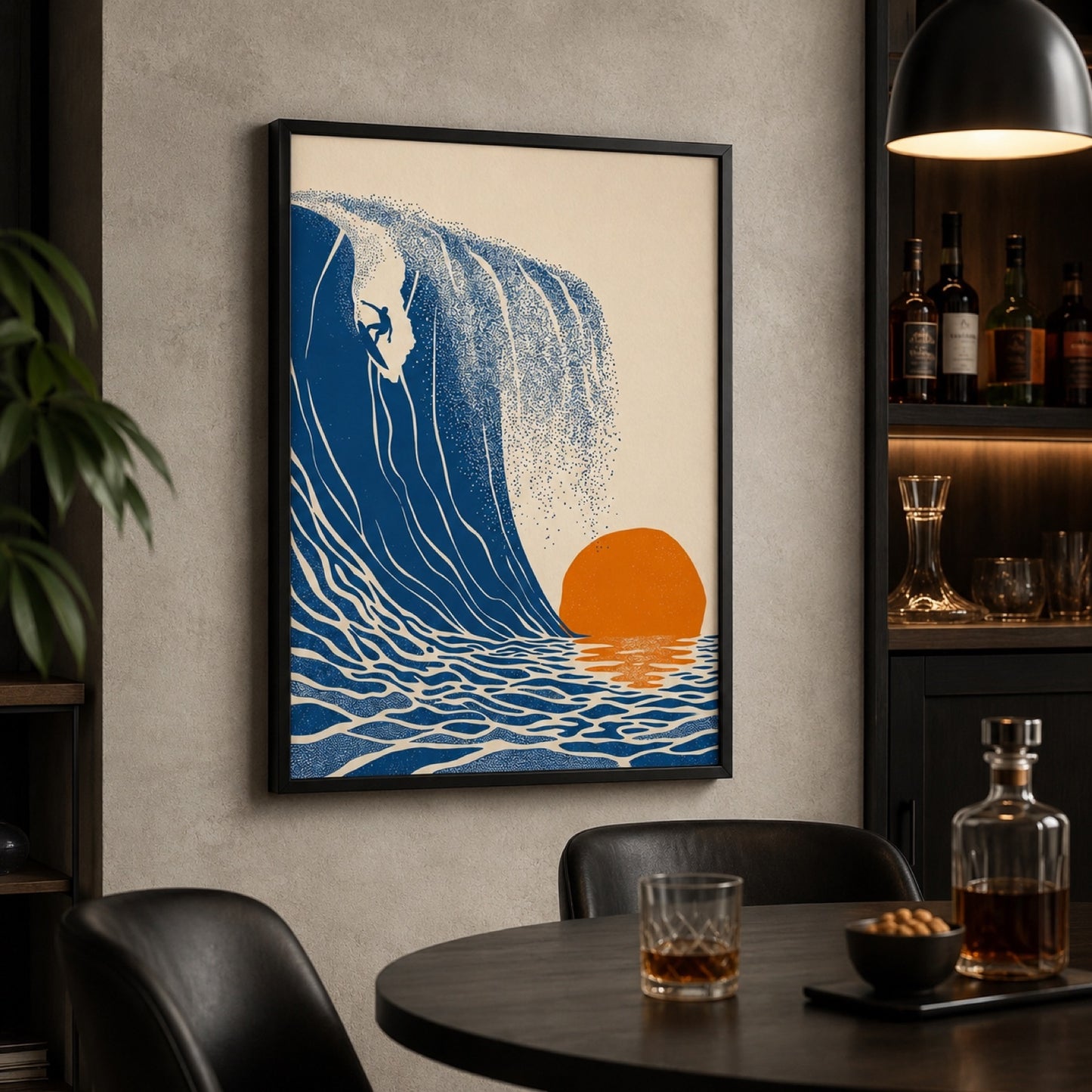 Sunset Surfer Wave Retro Wall Art Decor – preview 2