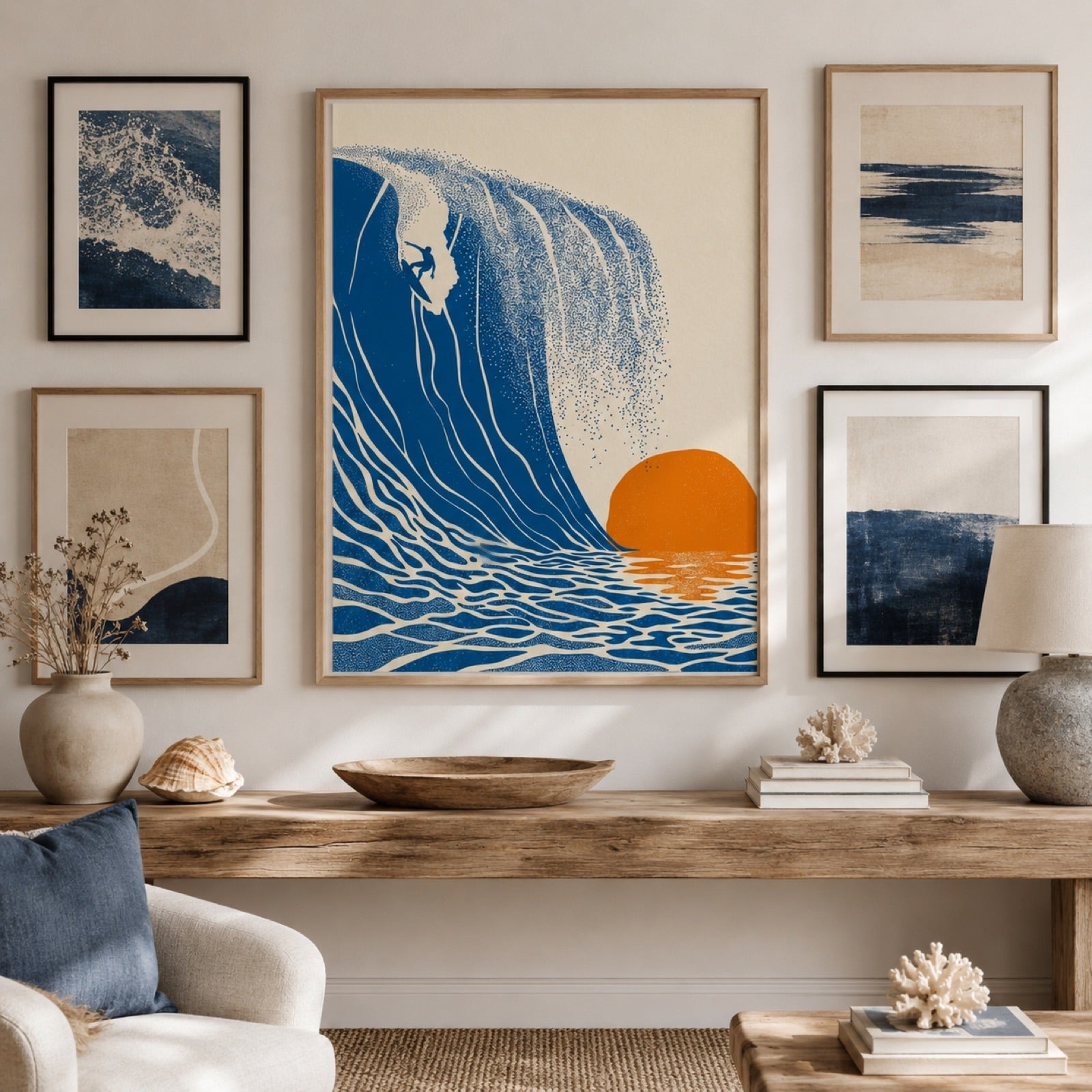 Sunset Surfer Wave Retro Wall Art Decor – preview 3