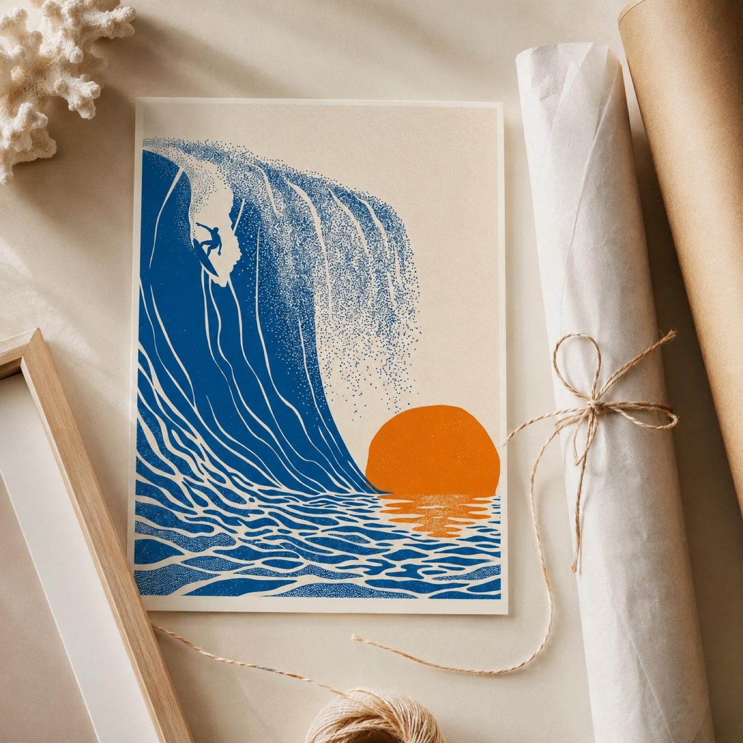 Sunset Surfer Wave Retro Wall Art Decor – preview 4