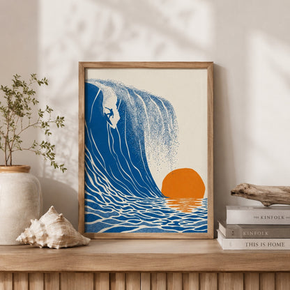 Sunset Surfer Wave Retro Wall Art Decor – preview 6