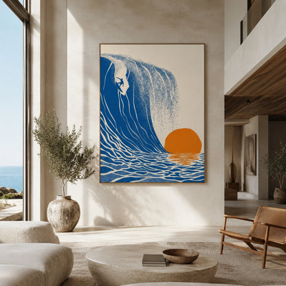Sunset Surfer Wave Retro Wall Art Decor – preview 7