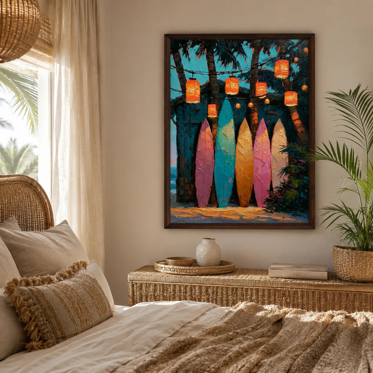Surfboards Under Lanterns Wall Art Decor - Wall Art Decor - alternate angle
