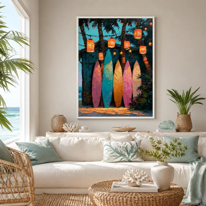 Surfboards Under Lanterns Wall Art Decor - Wall Art Decor - detail