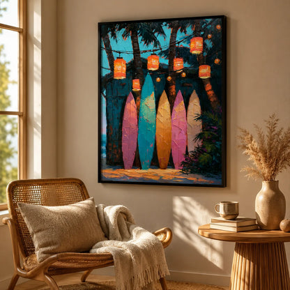 Surfboards Under Lanterns Wall Art Decor - Wall Art Decor - in use