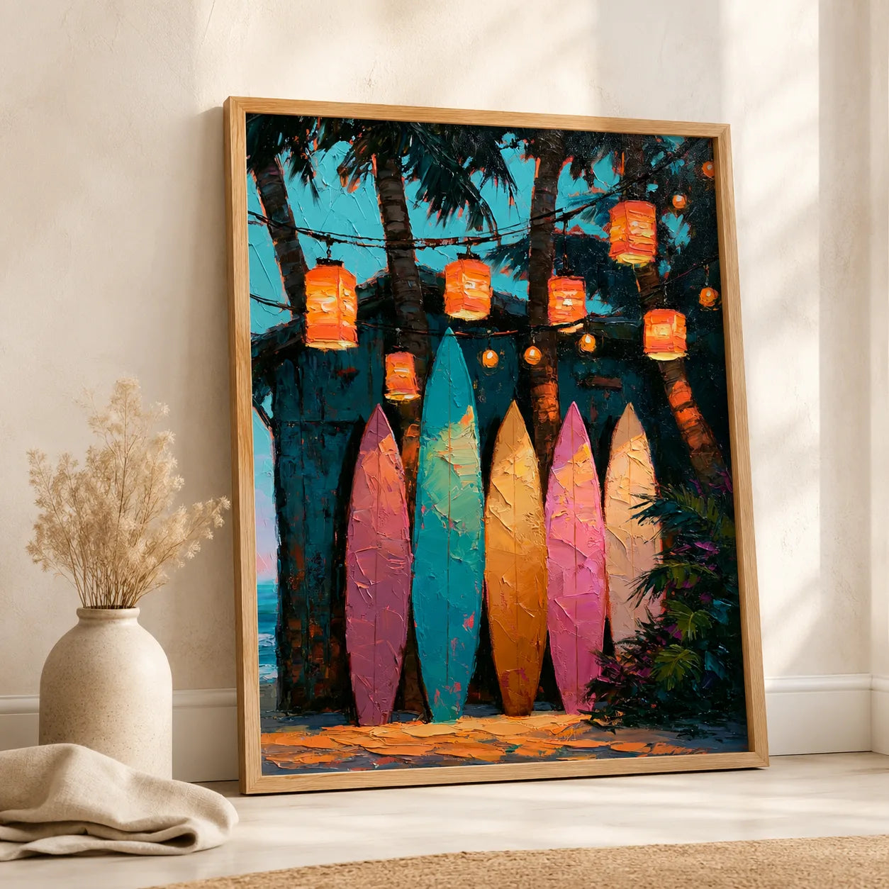 Surfboards Under Lanterns Wall Art Decor - Wall Art Decor - side view