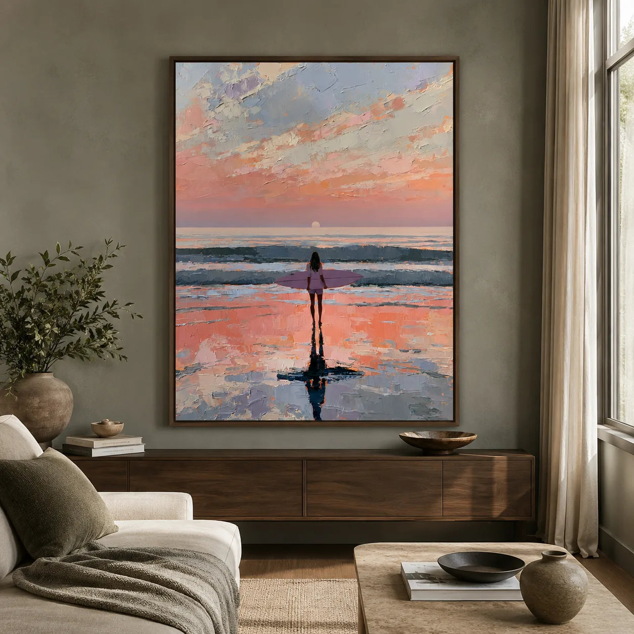 Surfer at Sunset Wall Art Decor - Wall Art Decor - alternate angle