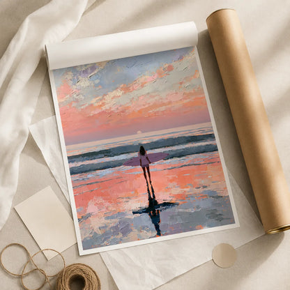 Surfer at Sunset Wall Art Decor - Wall Art Decor - back view