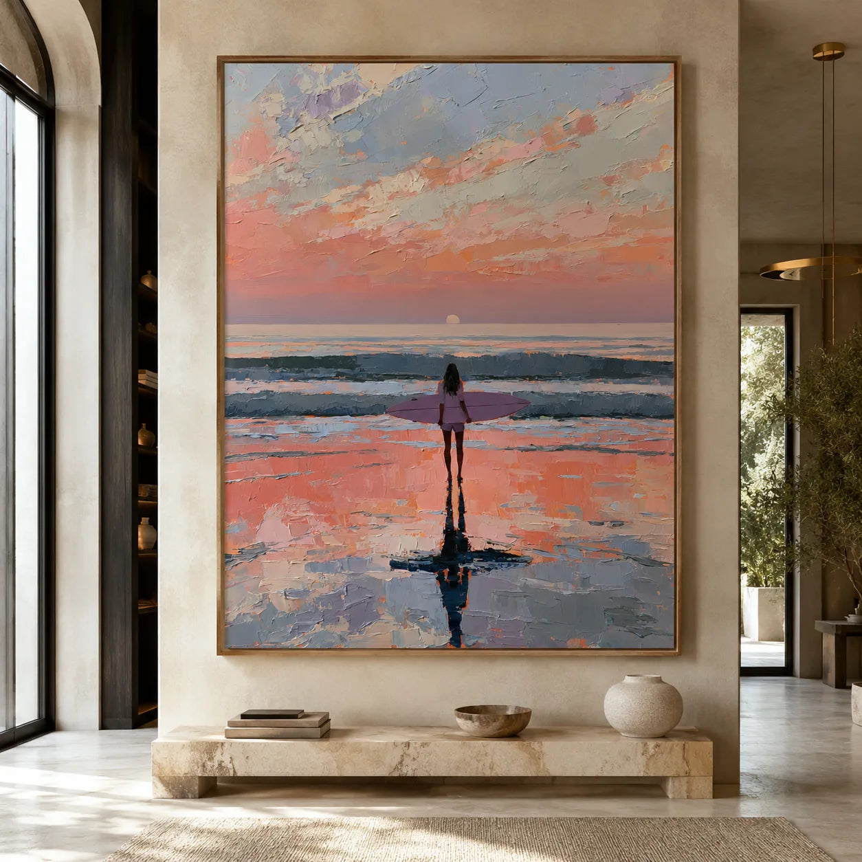 Surfer at Sunset Wall Art Decor - Wall Art Decor - close up