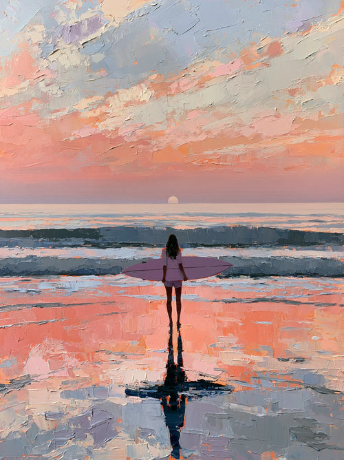Surfer at Sunset Wall Art Decor