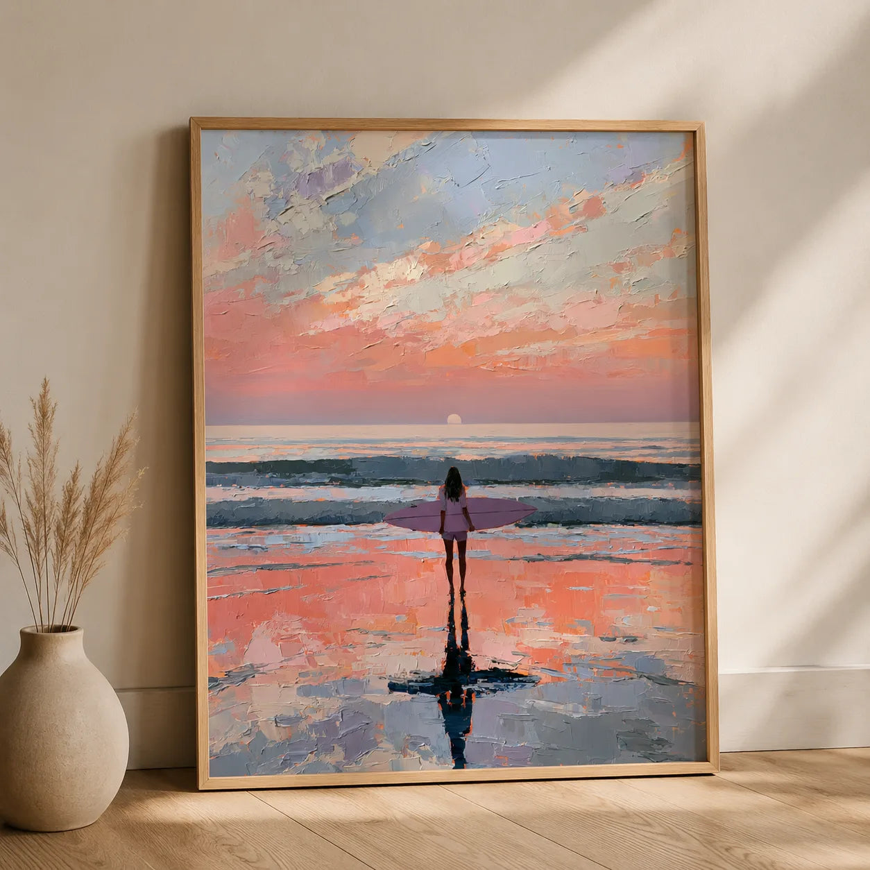 Surfer at Sunset Wall Art Decor - Wall Art Decor - side view