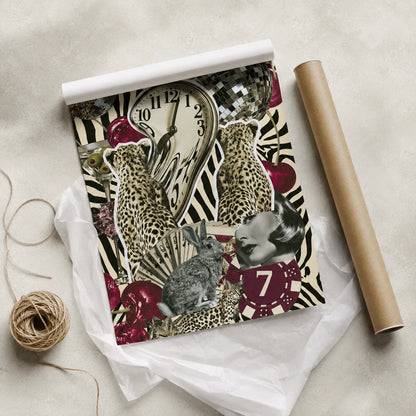 Surreal Leopard Casino Collage Wall Art Decor - Wall Art Decor - back view