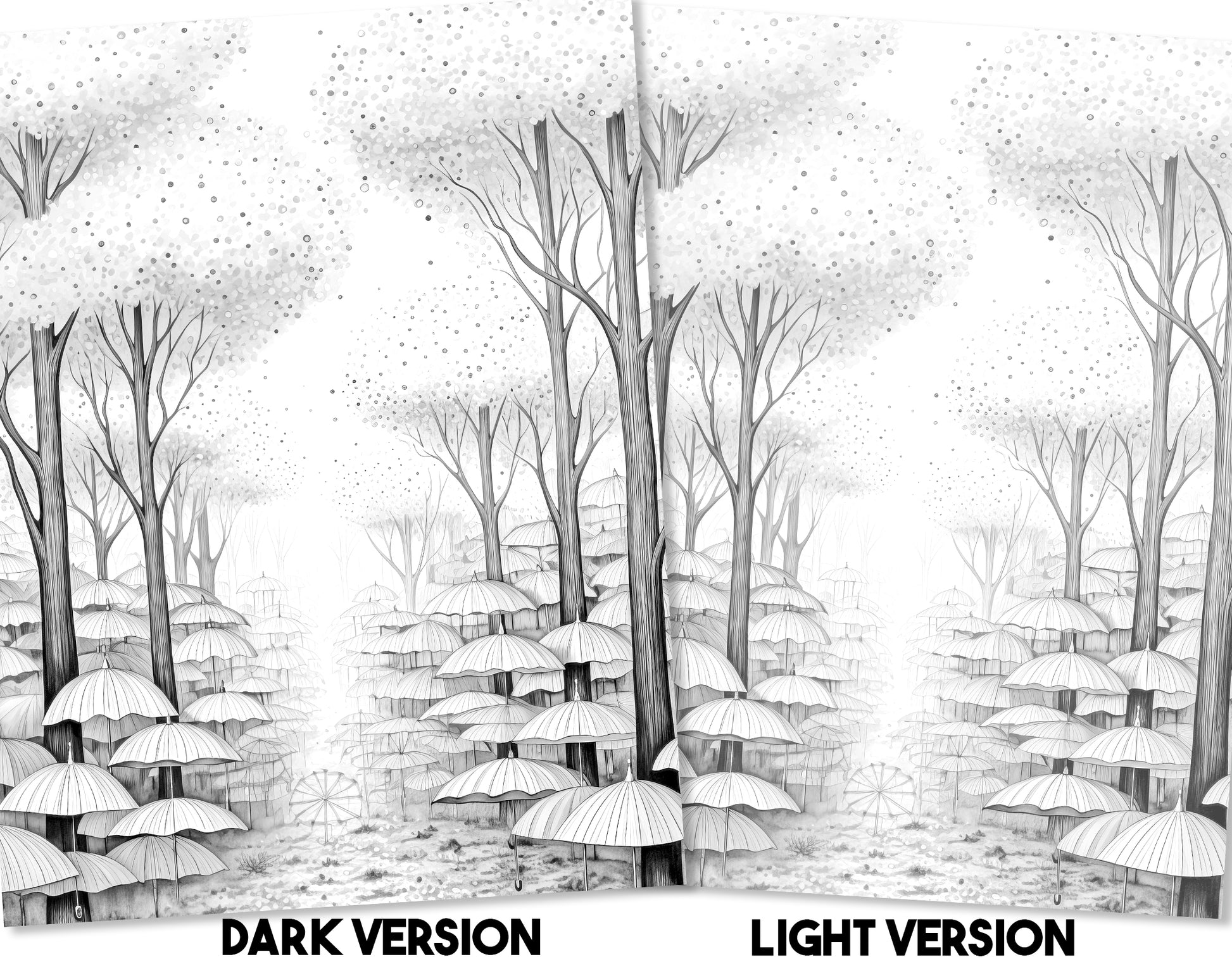 50 Surrealism Autumn Grayscale Coloring Pages - Instant Download - Printable PDF Dark/Light – preview 10
