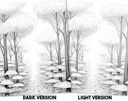 50 Surrealism Autumn Grayscale Coloring Pages - Instant Download - Printable PDF Dark/Light – preview 10